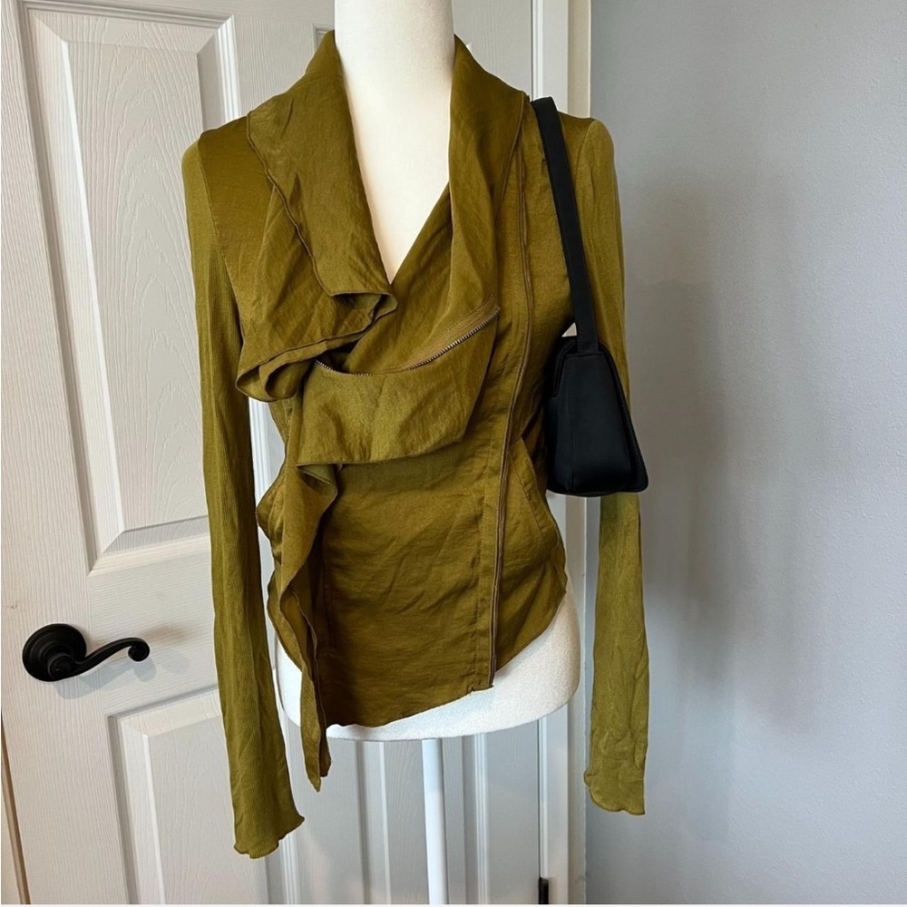 BCBGMaxAzria Draped Olive Jacket